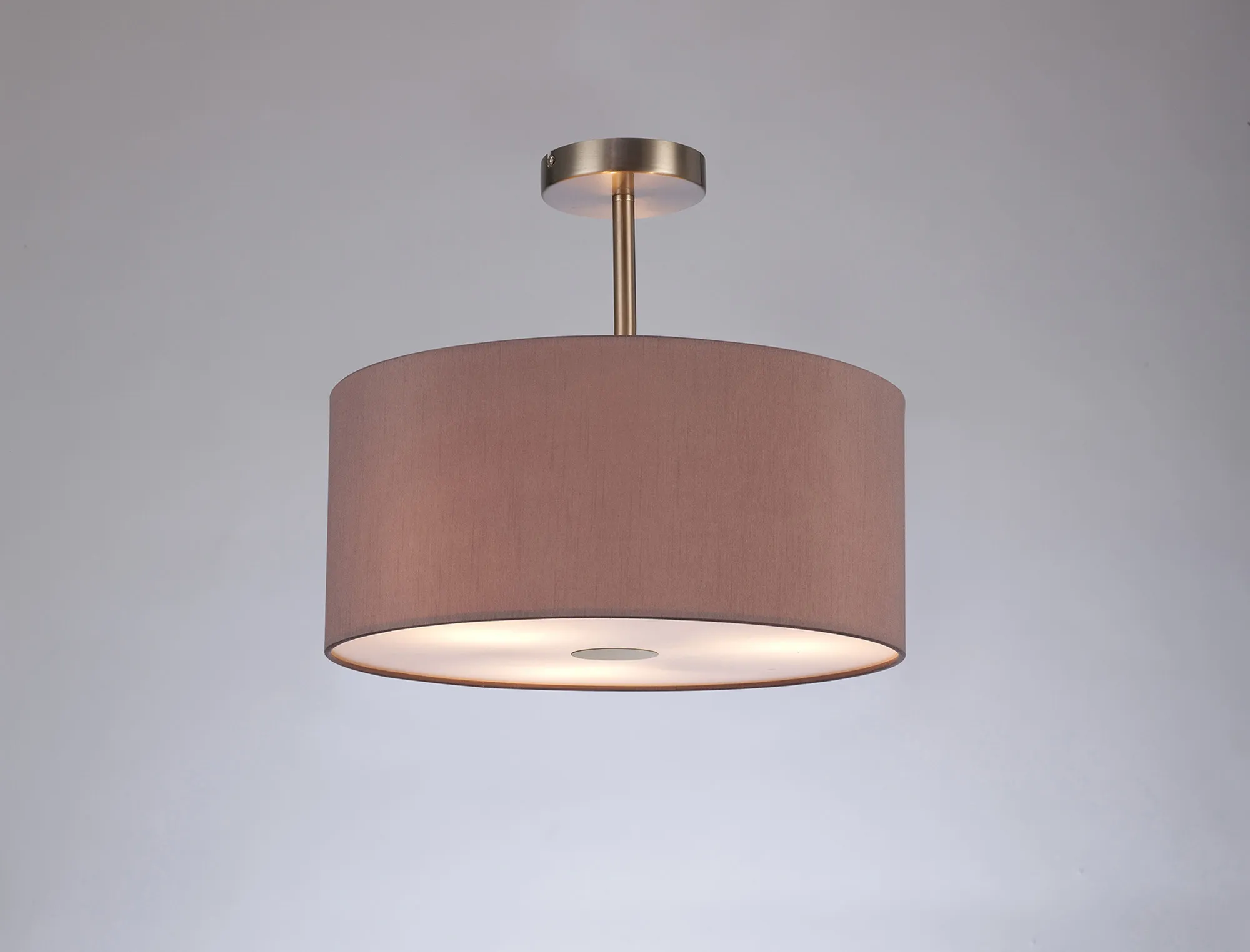 Baymont 40cm Semi Flush 3 Light Satin Nickel, Taupe/Halo Gold, Frosted Diffuser DK0420  Deco Baymont SN TA